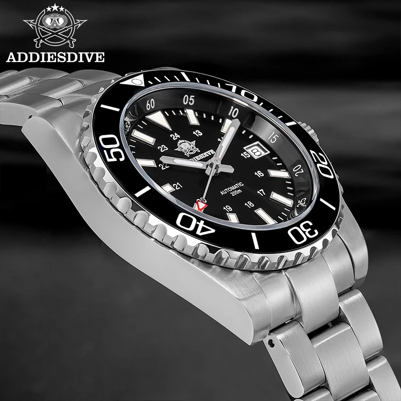 Фото ADDIESDIVE AD2504 Мужские часы для дайвинга Япония 8215 Автоматические 200 м Водонепроницаемые механические часы из нержавеющей стали со светящимся сапфиром №3