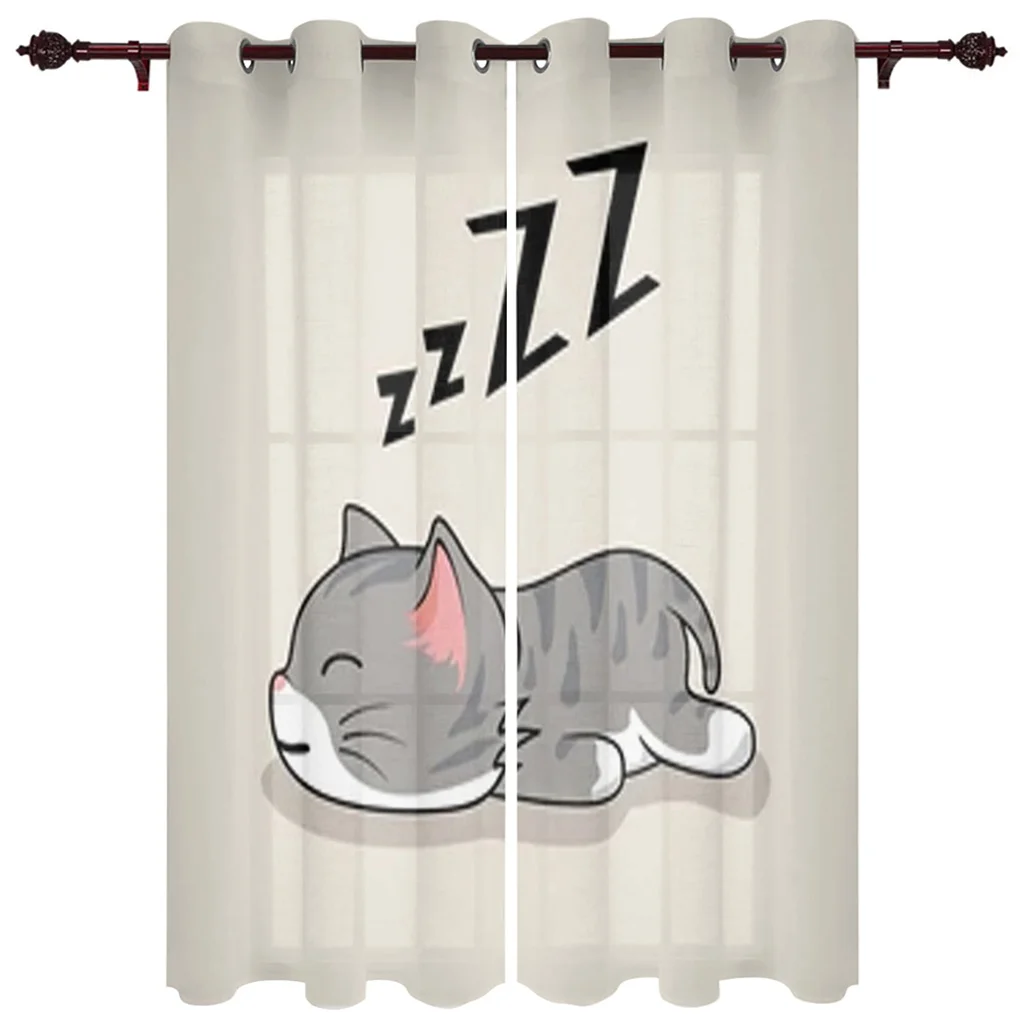 

Home Curtain Cat Rope Mouse Bedroom Kitchen Curtains Living Room Decoration Items Window Curtains for Living Room