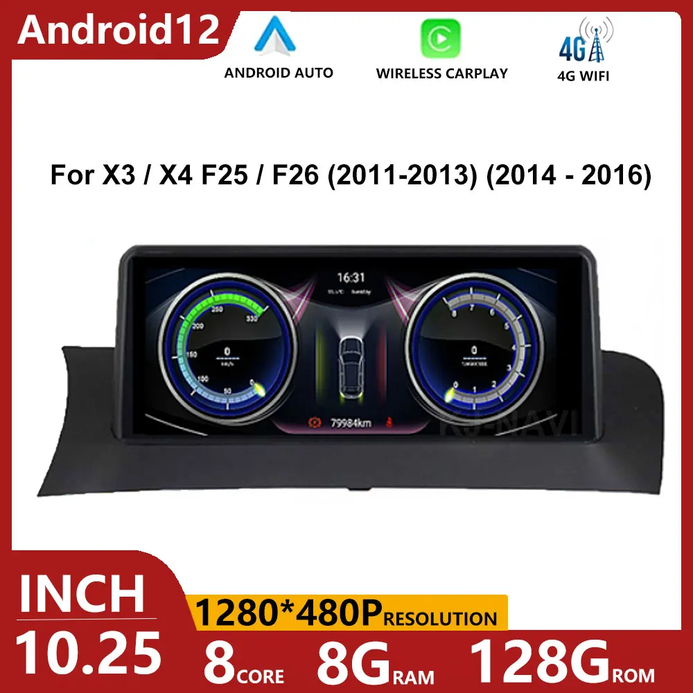 

Car Radio Stereo Player GPS Navigation Android 12 For X3 / X4 F25 / F26 (2011-2013) (2014 - 2016) CIC NBT System