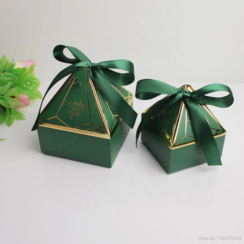 

New Green Paper Gift Box for Baby Shower Candy Boxes Package Birthday Party Wedding Decorations Kids Favors Packaging Bags