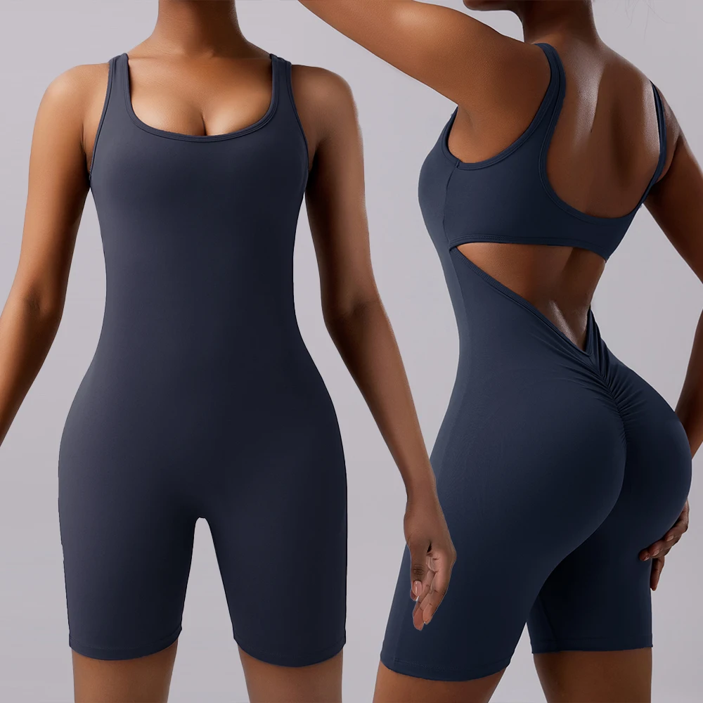 Сексуальный комбинезон с открытой спиной и эффектом пуш-ап без рукавов