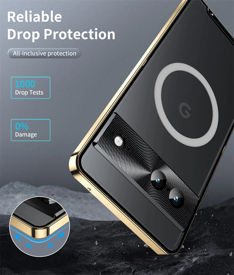 for Google Pixel 7 7Pro 7 Case Aluminum Alloy Frame Translucent Frosted Magnetic Magnet Back Cover for Magsafe Wireless Charging