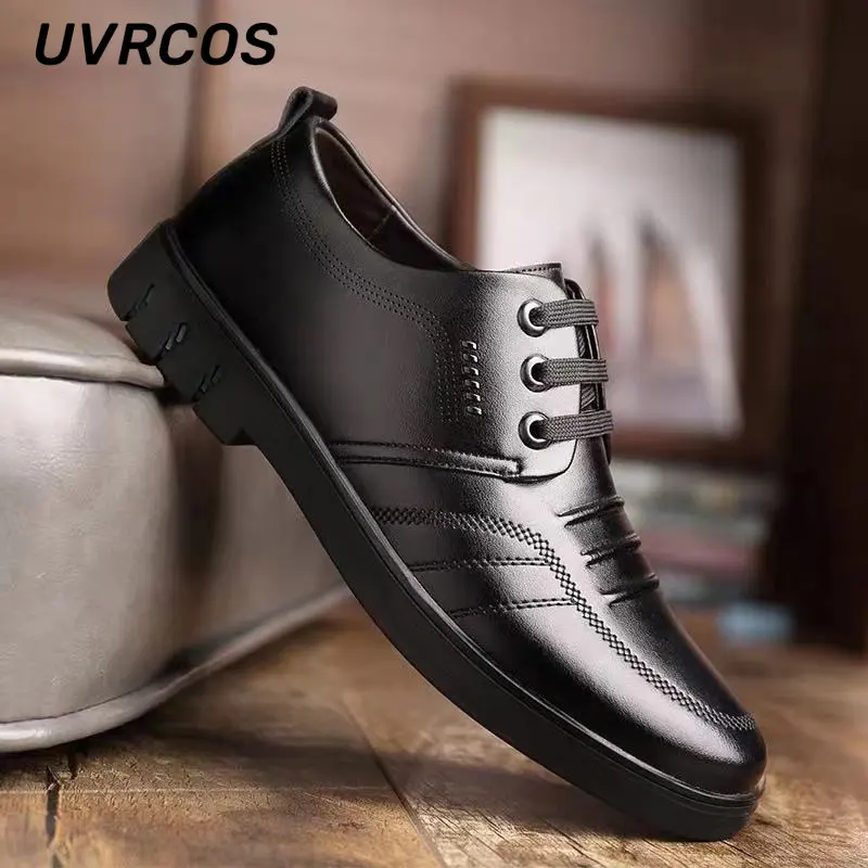 

Туфли мужские кожаные деловые, мягкая подошва, круглый носок, низкий верх, на шнуровке, дышащие, строгие, повседневные Модные рабочие туфли