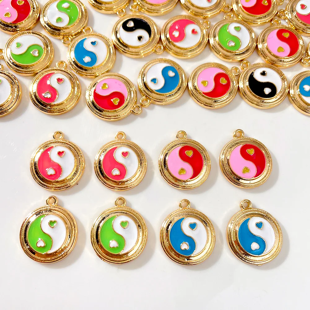 

10Pcs/lot Multicolor Enamel Tai Chi Yin Yang Charms Pendants For Mecklace Bracelet Handmade Jewelry Making Accessories Wholesale