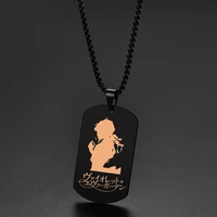 anime violet evergarden cosplay pendant military dog tag metal necklace fashion engraving identity card props accessories