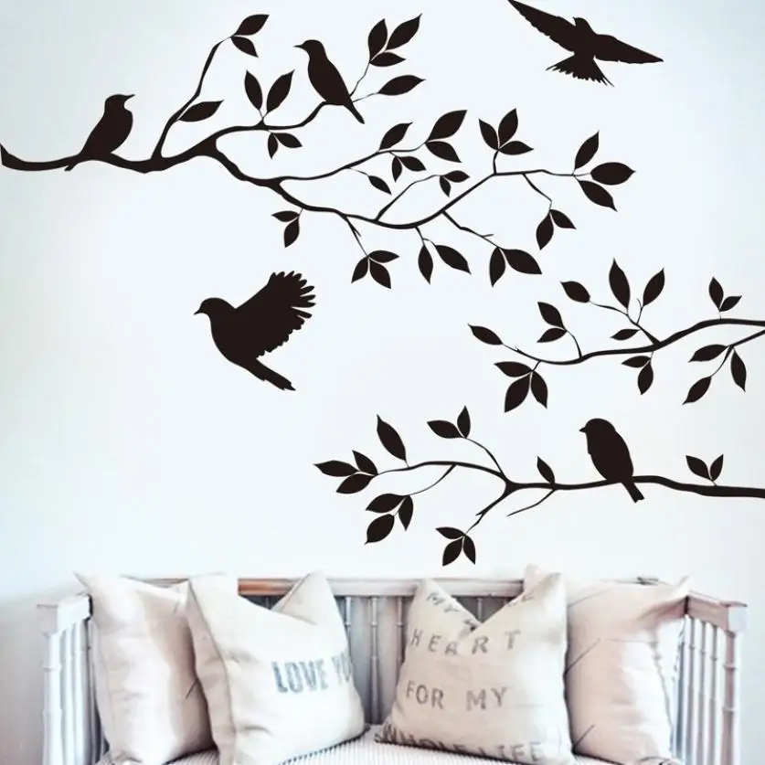 

Vinyl Wall Sticker Creative Tree Bird Pattern Home Decor Sticker Mural Living Room Decor Animal Wall Sticker Pegatinas De Pared