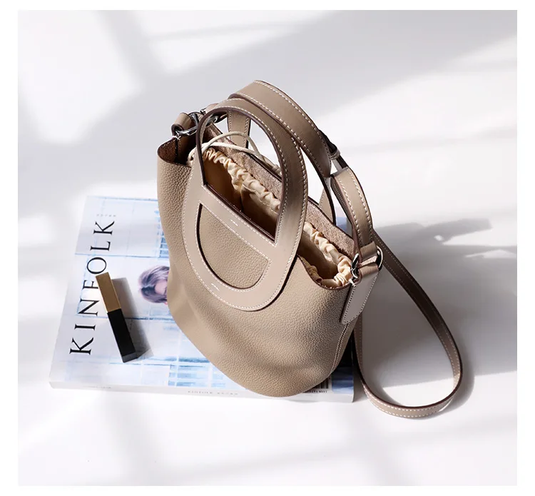 

Женская сумка-ведро из мягкой воловьей кожи