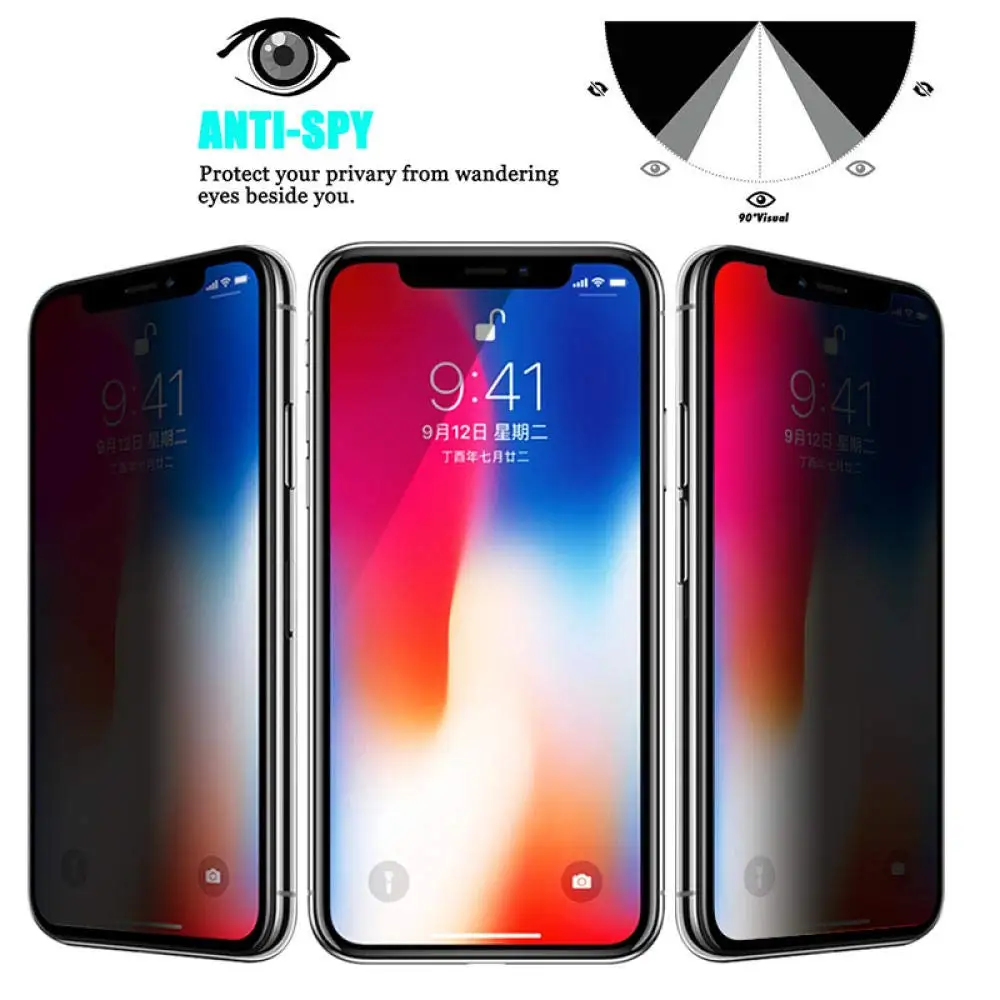 10Pcs 3D Privacy Screen Protectors for IPhone 12 13 14 Pro Max 7 8 Plus Anti-spy Protective Glass for IPhone 11 Pro MAX XS XR X