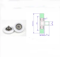 6pcs od33mm m68 plastic coated bearing with stainless steel shaft screw pulley pom plastic nylon roller