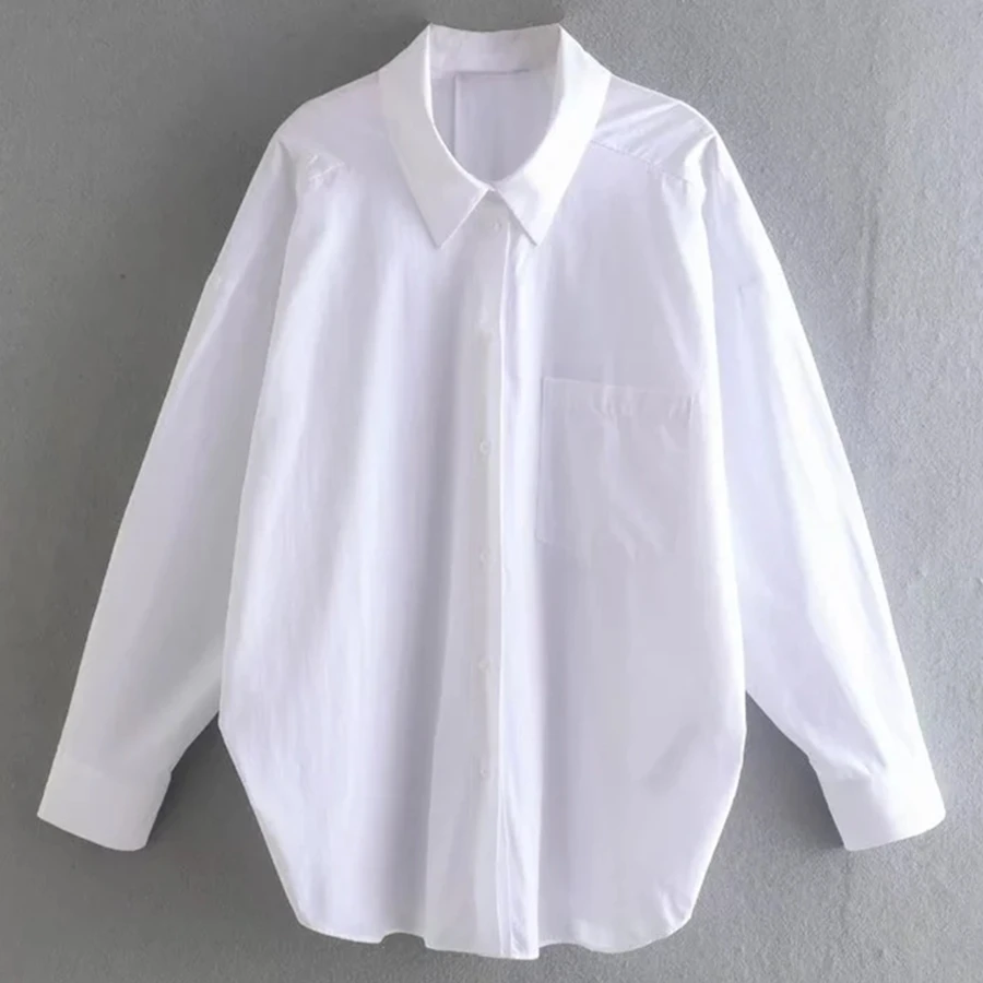 

Maxdutti Модная Повседневная Блузка для женщин 2022 оптовая продажа английский стиль винтажный бойфренд оверсайз хлопок свисающие плечи белая р...