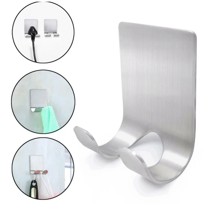 

2PC Stainless Steel Razor Holder Shaver Shelf Rack Towel Hooks for Bathroom Kitchen Hair Dryer Holder Viscose Wall Hook Hanger