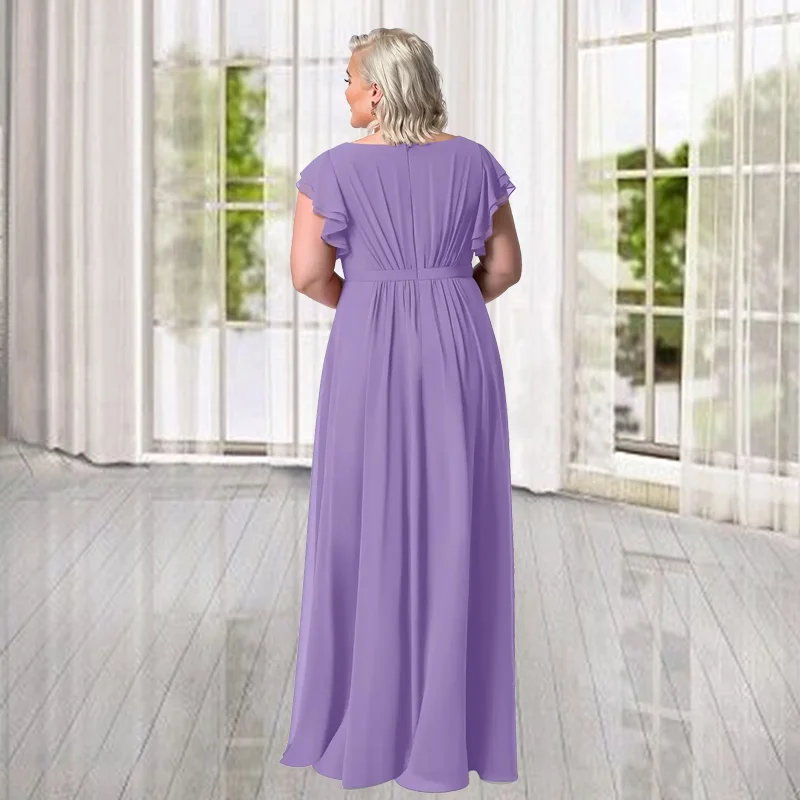 2023 Plus Size Round Neck Chiffon Gemstone Short Sleeve Dress Elegant Luxury 5XL6XL Loose Wedding Banquet Party Evening Dreeses