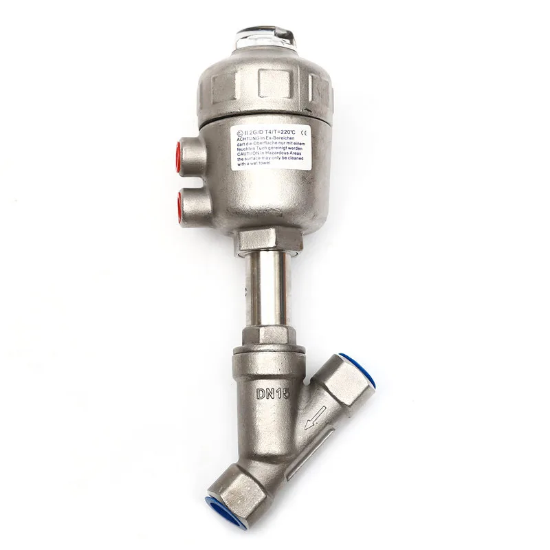 

1/2" High Temperature Steam Pneumatic Angle Seat Valve Stainless Steel Y Type Female Thread Pneumatic Valves