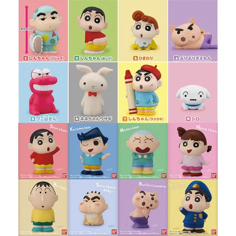 

Японская фигурка BANDAI Crayon Shin-chan с друзьями, аниме, милая кавайная Капсульная игрушка, фигурка, миниатюрная модель