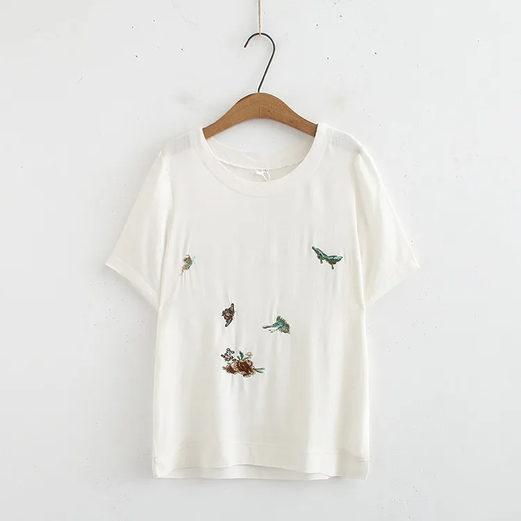 

Женская футболка с коротким рукавом, принтом и круглым вырезом