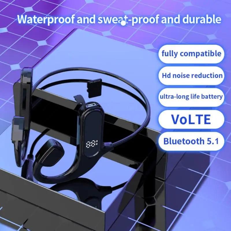 

Bone Conduction Headphone 200mah Stereo Wireless Headset Waterproof Sweatproof Music Earbuds -compatible Earphone Sport
