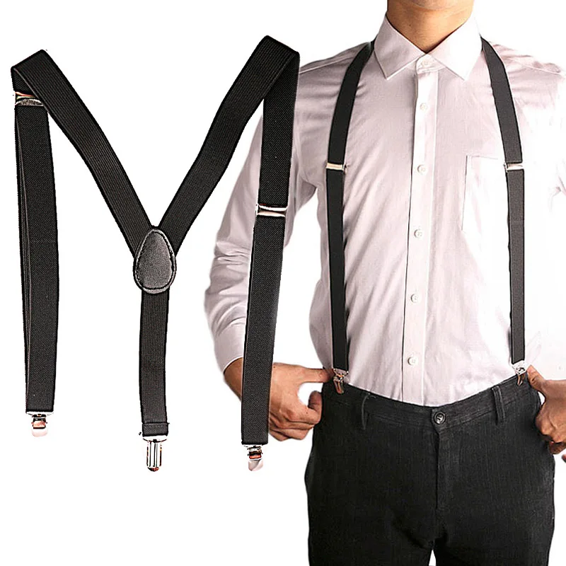

Fashion Elastic Suspender Y-Back Black Women Mens Students DIY Pants Accessories Clip-on Braces Suspenders Jeans Trousers
