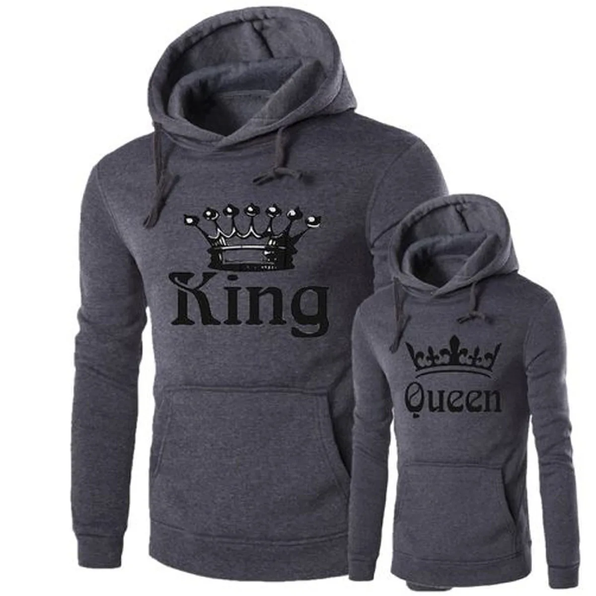 New Fashion Casual Hoodies Sweatshirt Couples Hooded Pullover Hoodies Print King Queen Spring Winter Tops Men/Women Clothing