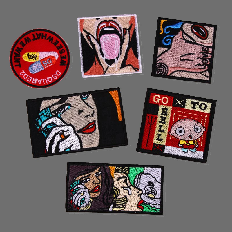 Японское аниме Sexy Girl Lips Letter Iron on Patches Хип-хоп Вышивка seize sb. Нашивка на горле