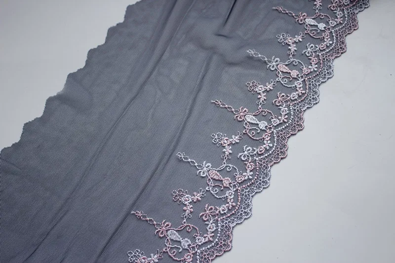 13 ярдов розовая вышитая кружевная отделка из тюля сетчатая вышивка ткань для