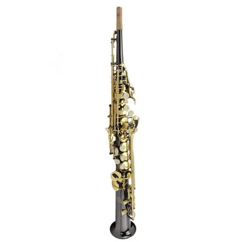

B flat tone integrated pipe straight tenor saxophone wind instrument black nickel body gold key