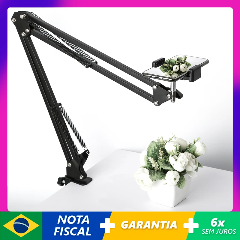 

Cell Phone Holder Flexible Goose Neck Type Stand 360° Rotation Long Arm Desk Bracket Mobile Clamp For Ring Light,Mic,Shoot Video
