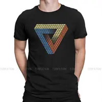Optical Illusion Penrose Hipster TShirts Math Rubik Men Graphic Fabric Tops T Shirt Round Neck