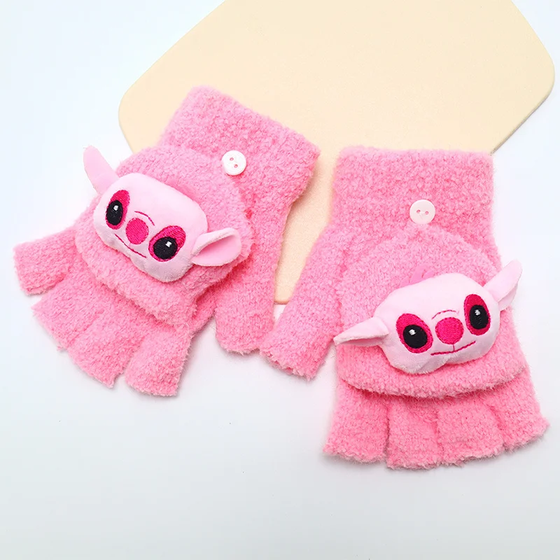 Новинка 2024 перчатки Disney Stitch осень/зима теплые аниме-фигурки коралловый бархат