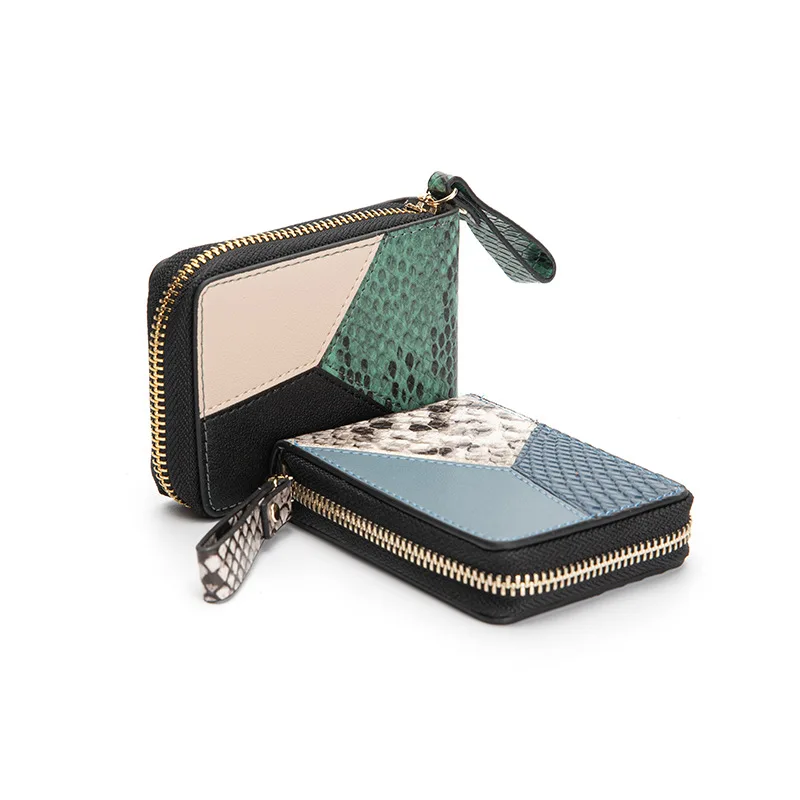 

Women's New Fashion Organ Cards Holders Genuine Leather Snakeskin Pattern Bags Purses Wallets Clips Gifts