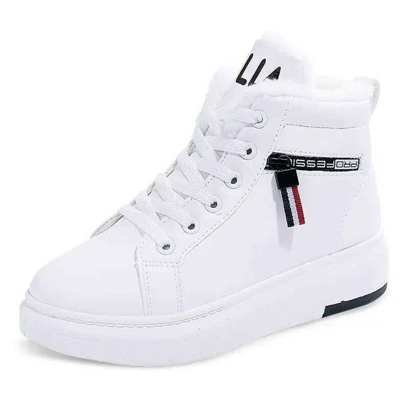 2022 Winter Boots Women Ankle Boots Warm PU Plush Winter Woman Shoes Sneakers Flats Lace Up Ladies Shoes Women Short Snow Boots