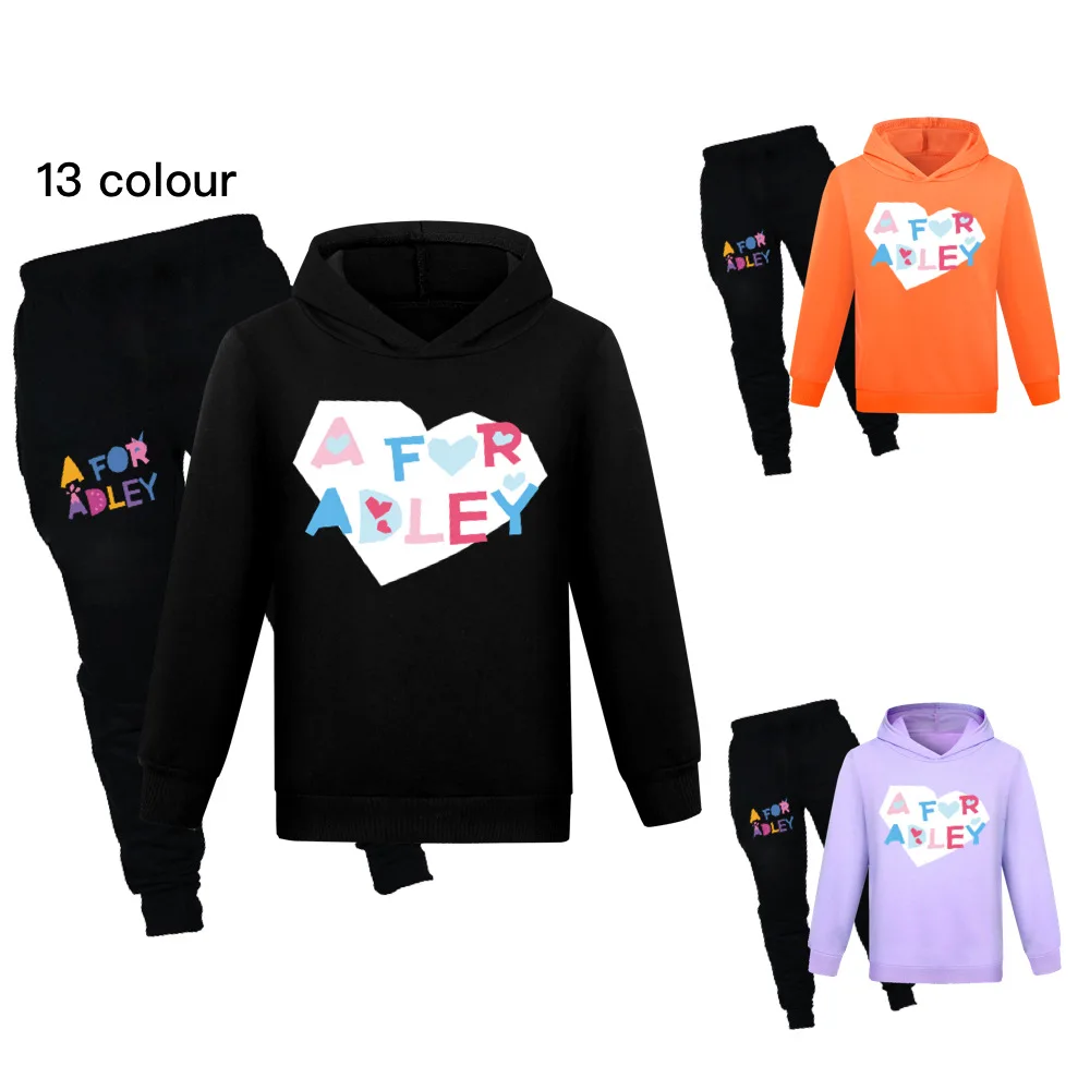 

Новинка, свитшот для малышей A для Adley, повседневные топы для маленьких мальчиков и девочек, детские тонкие толстовки с длинным рукавом и штаны, детская одежда
