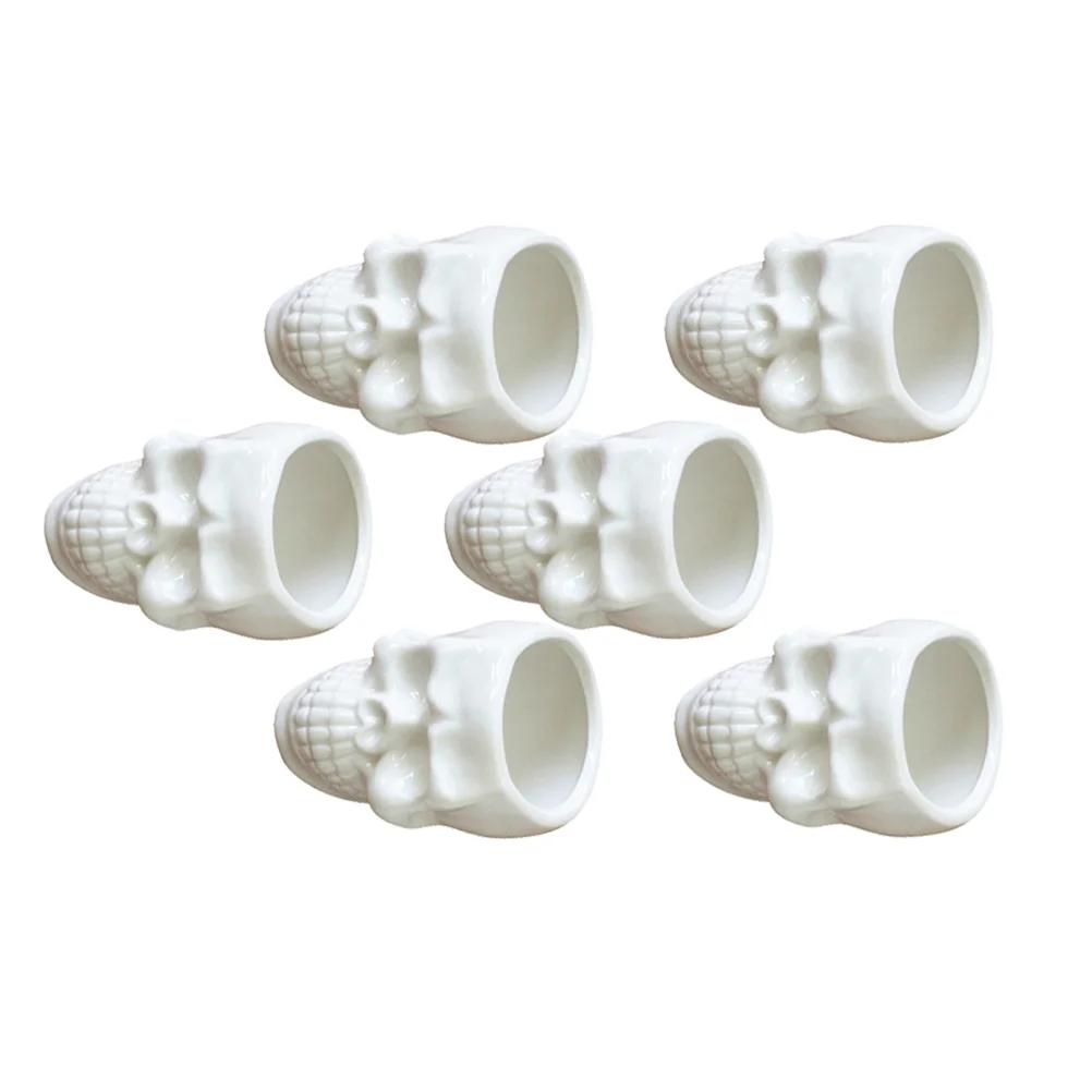 

6Pcs Ceramic Unique Plant Pot Planter Shaped Flower Pot for Home Office Decoration (White)