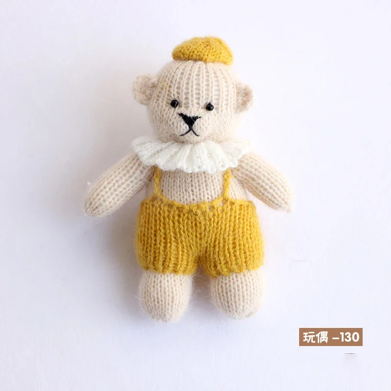 Ręcznie robiony niedźwiedź zabawka rekwizyt fotograficzny dla noworodków unisex miękki pluszowy wzór z kreskówek zwierząt ide...