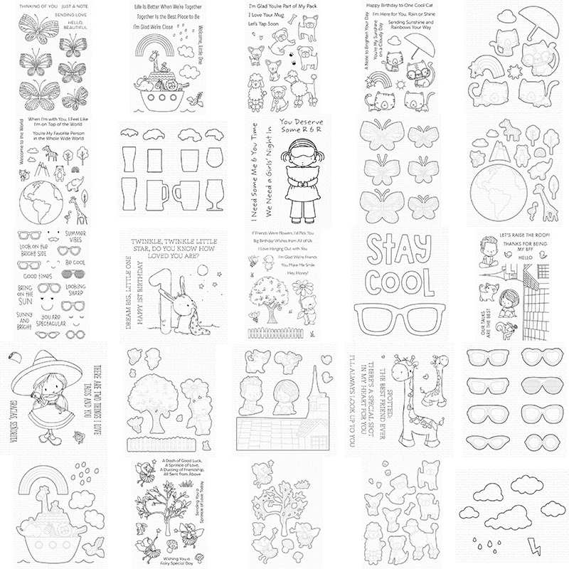 

SY Sunshine Friends Dies And Silicone Stamps Stencil Diy Scrapbooking Paper Handmade Album Stamp Die Sheets Greeting Card