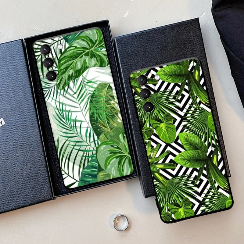 

Tropical Plants Green Leaf Phone Case For Samsung Galaxy S22 S21 S20 FE Ultra S10 S9 S8 Plus S10e Note 20Ultra 10Plus Cover