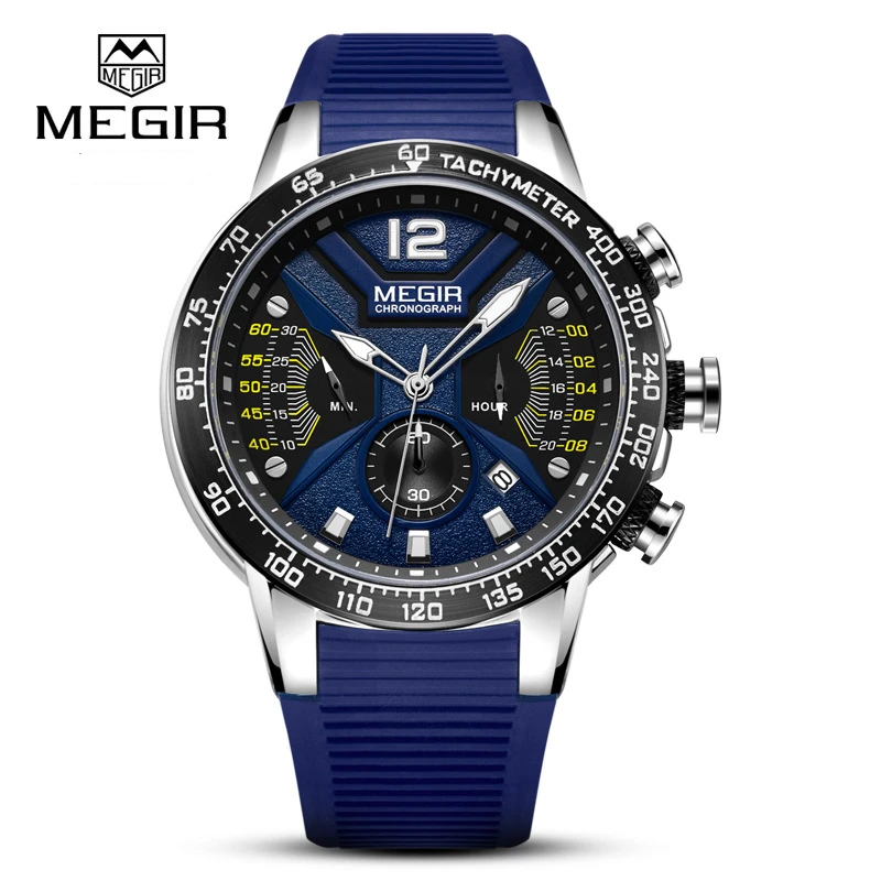 

Men Watch MEGIR Men Sport Watches Silicone Chronograph Quartz Military Watch Luxury Brand Zegarek Meski Erkek Kol Saati