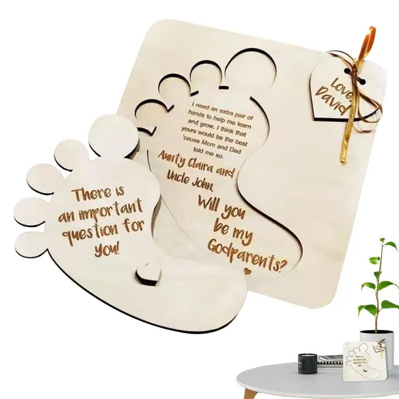

Godparents Proposal Gift New Godparents Announcement Fingerprint Footprint Farmhouse Decorations Christmas Gift Cards Godchild
