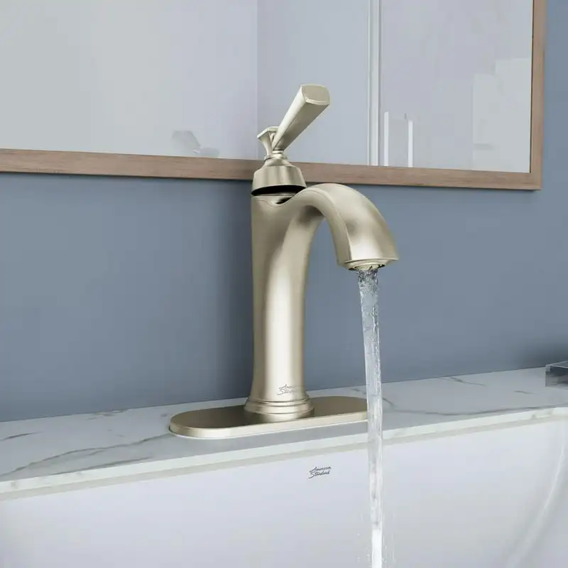 

Uniquely Crafted Single-Handle Brushed Nickel Bathroom Faucet with Single Hole Installation