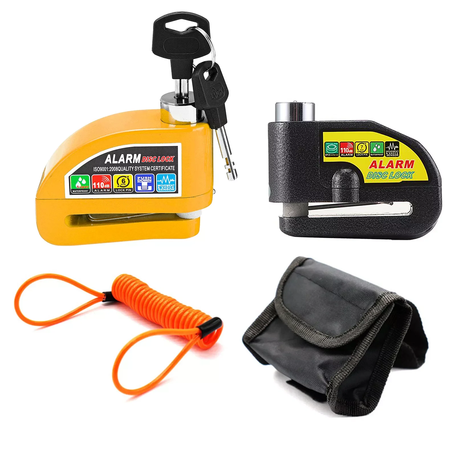 

waterproof motorcycle alarm lock bike lock security anti-theft lock moto disc brake lock +bag+Reminder rope