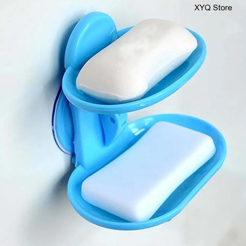 

1pcs New Arrival Double Layer Strong Suction Soapbox Soap Drain Soap Dispenser Holder Dish Bathroom Storage Box Free Shipping