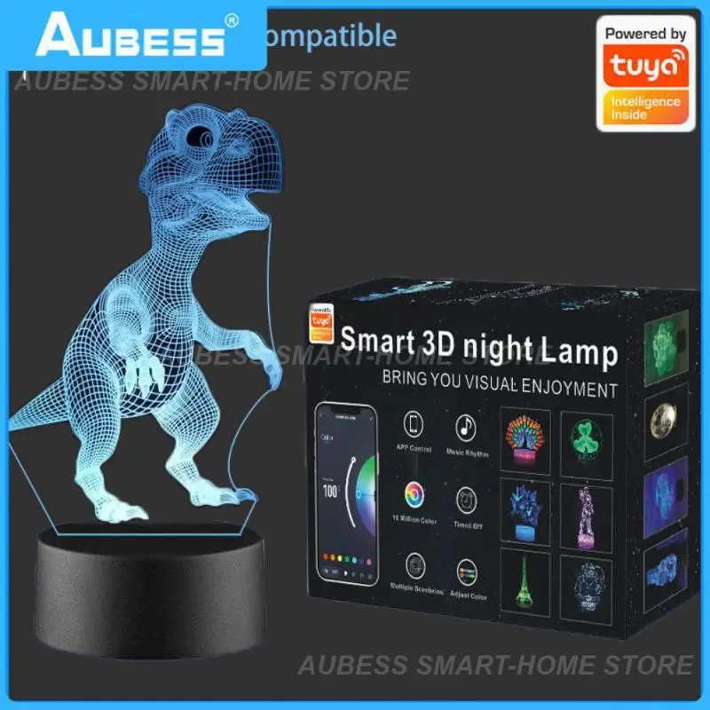 

Rgb Colorful Table Lamp Usb-a Tuya Smart Led Acrylic Lamp Atmosphere Music Rhythm 3d Night Light Home Decoration Changeable