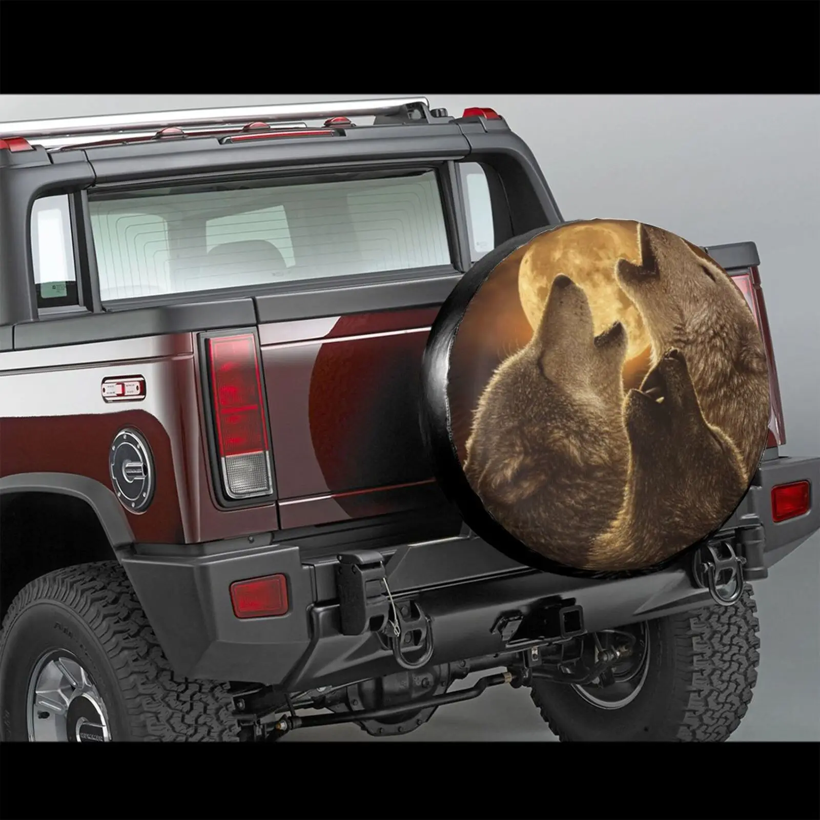 Tire Cover Pu Leather Wolf Head Wheel Tire Cover High Quality Vehicle Protection Accessories