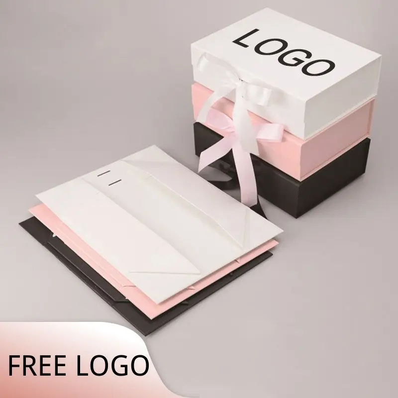 1 Pcs Free Custom Logo Wedding Gifts Paper Ribbon Box Package Birthday Party Favor Paper Cardboard Box Women Wig Box Scarf Box