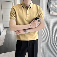 light mature wind ice silk polo shirt mens summer korean slim fitting short sleeved top