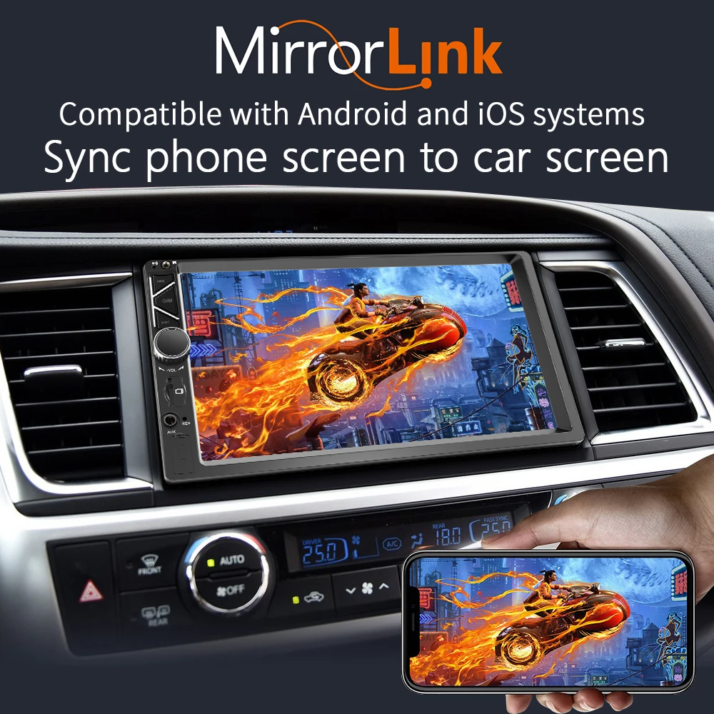 Универсальный 7-дюймовый автомобильный MP5-плеер Carplay 2 DIN Bluetooth-приемник гарнитура