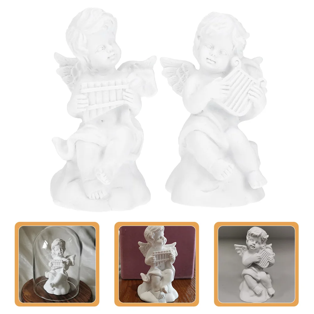 2 шт. статуя ангела из смолы статуэтка статуэтки и небольшой декор настольное