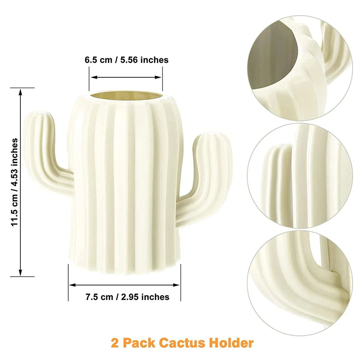 

2 PCS Cactus Pen Holder for Desk Cute,Pencil Holder for Desk,Pen Organizer for Storage Containers Office Decor, White
