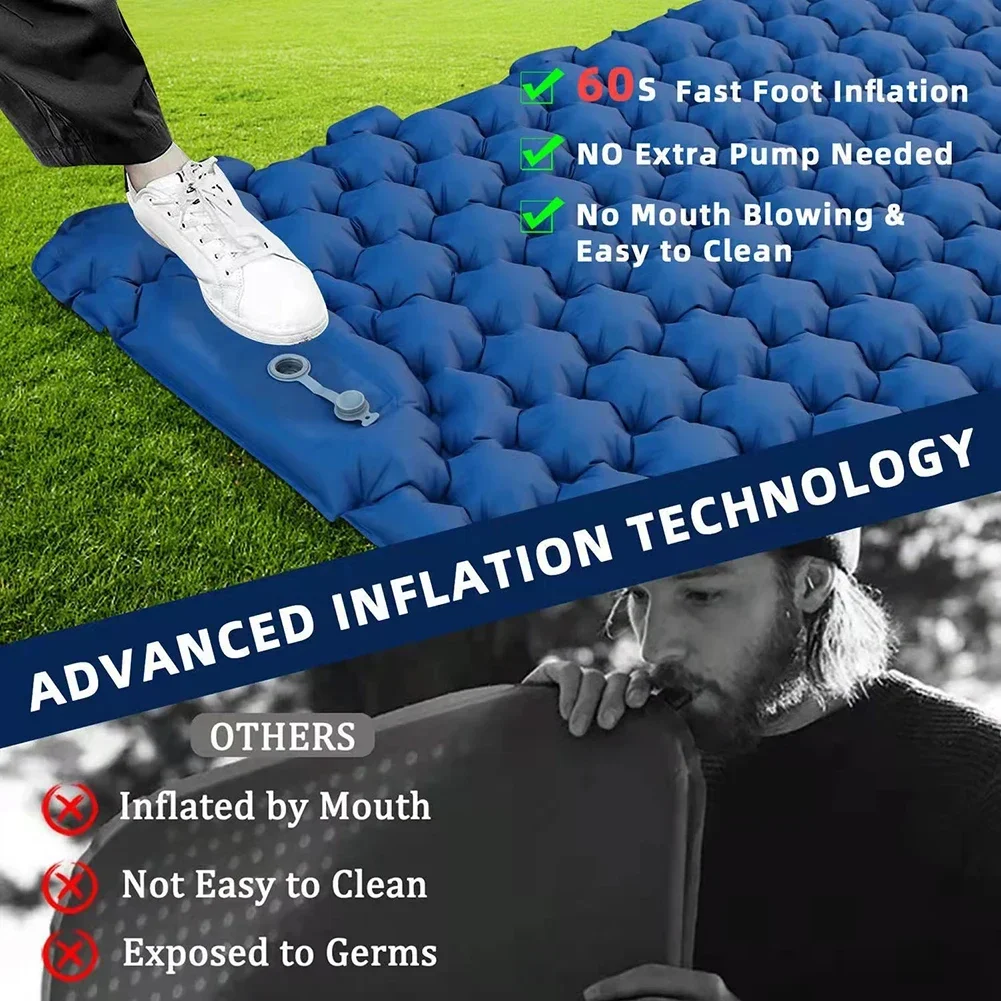 

Portable Camping Outdoor Camping Single Hiking Inflatable Ultralight Sleeping Picnic Mattress Inflator Pad Sleeping Mat Air Mat