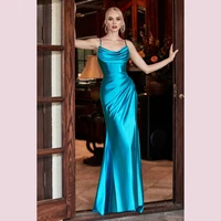 summer womens prom dress line neck sling sleeveless solid dress sexy backless body slit red satin dresses