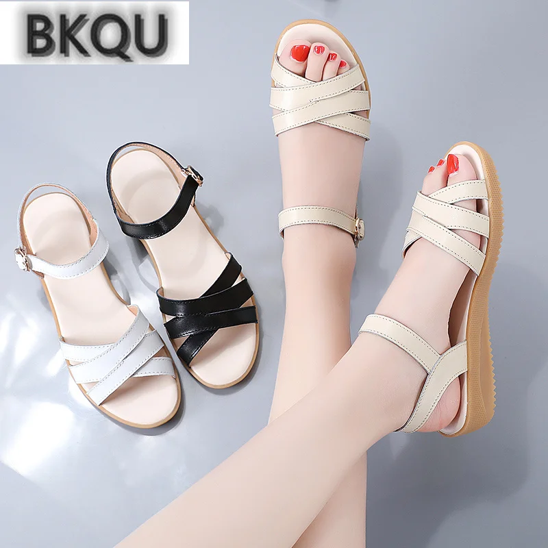 

2022 Summer New Ladies Sandals Flat Non-Slip Open Toe Shoes Ladies Casual Retro Comfort Mom Sandals Zapatos De Mujer